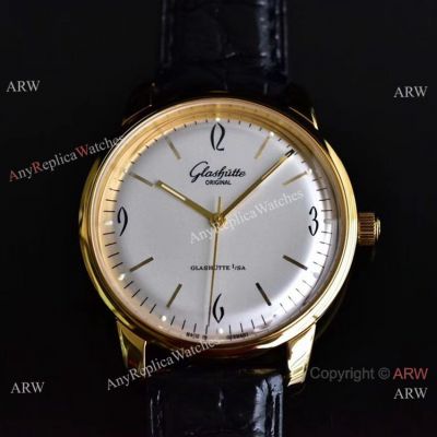 GF Swiss Grade Glashütte Sixties GO39-52 Vintage Watch Black Leather Strap 39mm